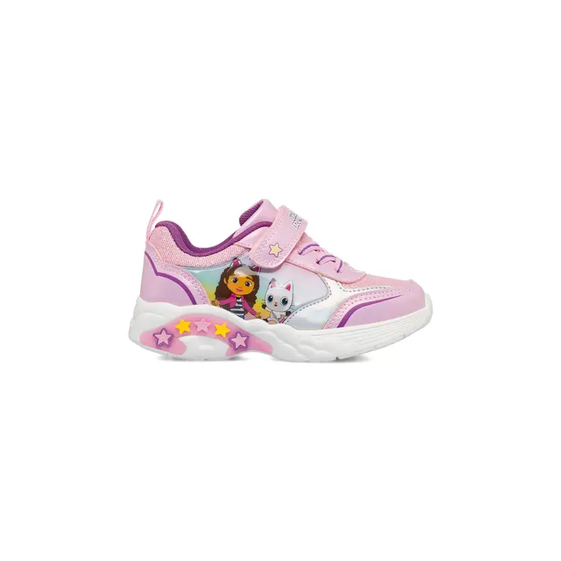 Sneakers rosa da bambina con luci e stampa cartoon Gabby's Dollhouse