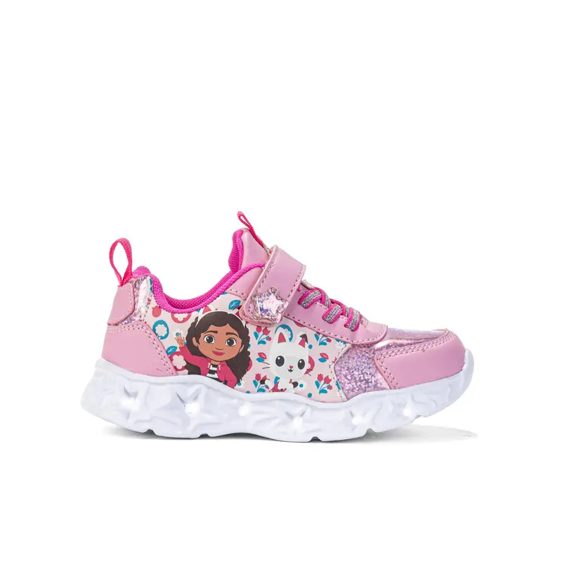 Sneakers rosa da bimba con luci e stampa cartoon