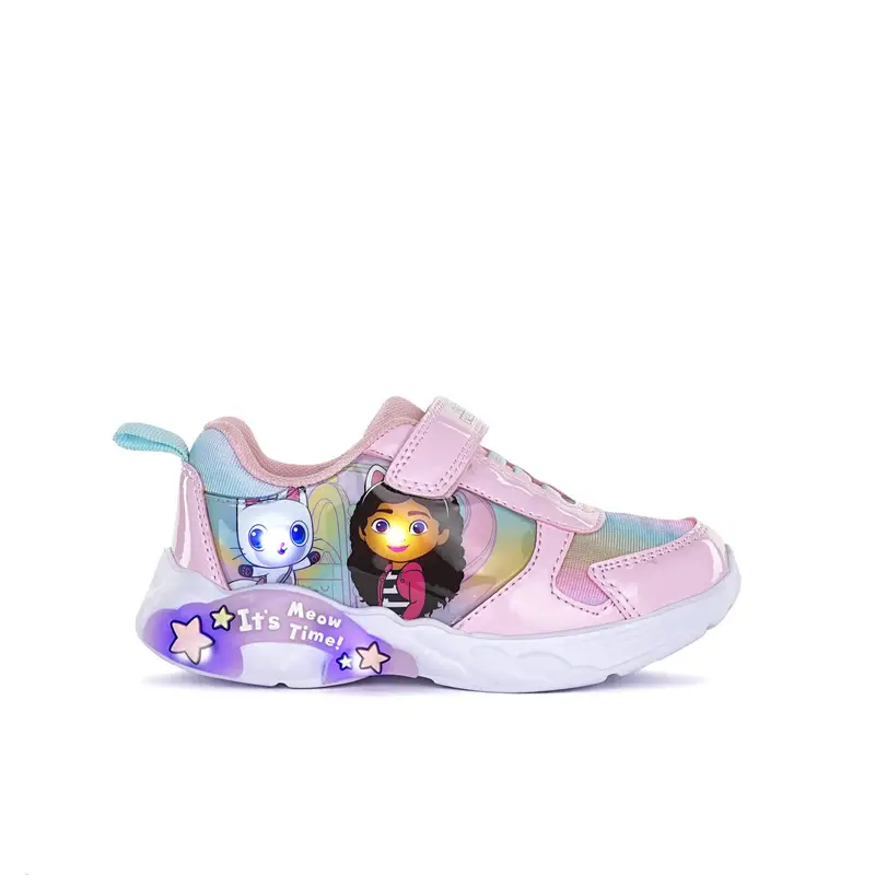 Sneakers rosa da bimba stampa cartoon con luci