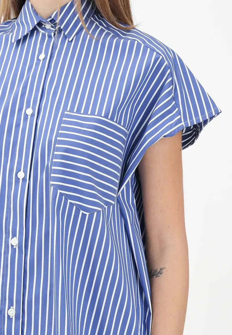 GAELLE Camicia smanicata a righe bianche e blu da donna miniatura 2