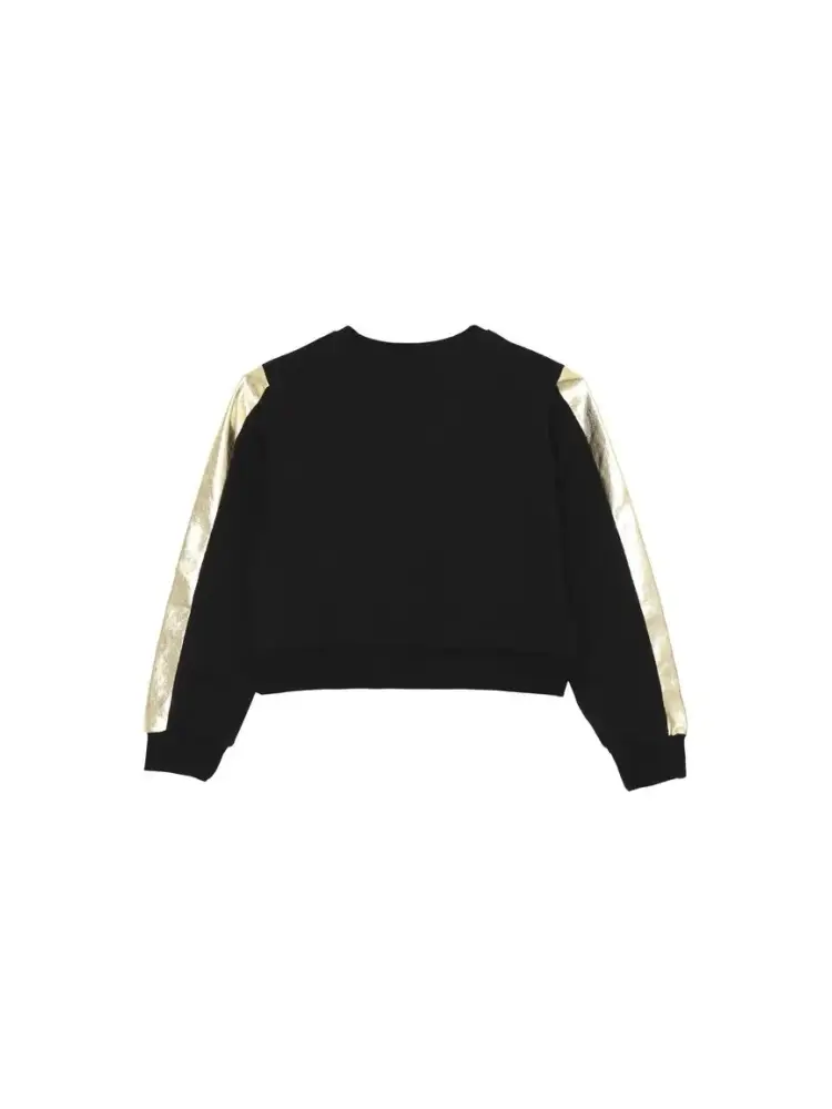 felpa nera bambina logo sul davanti miniatura 2