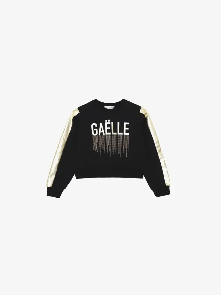 felpa nera bambina logo sul davanti