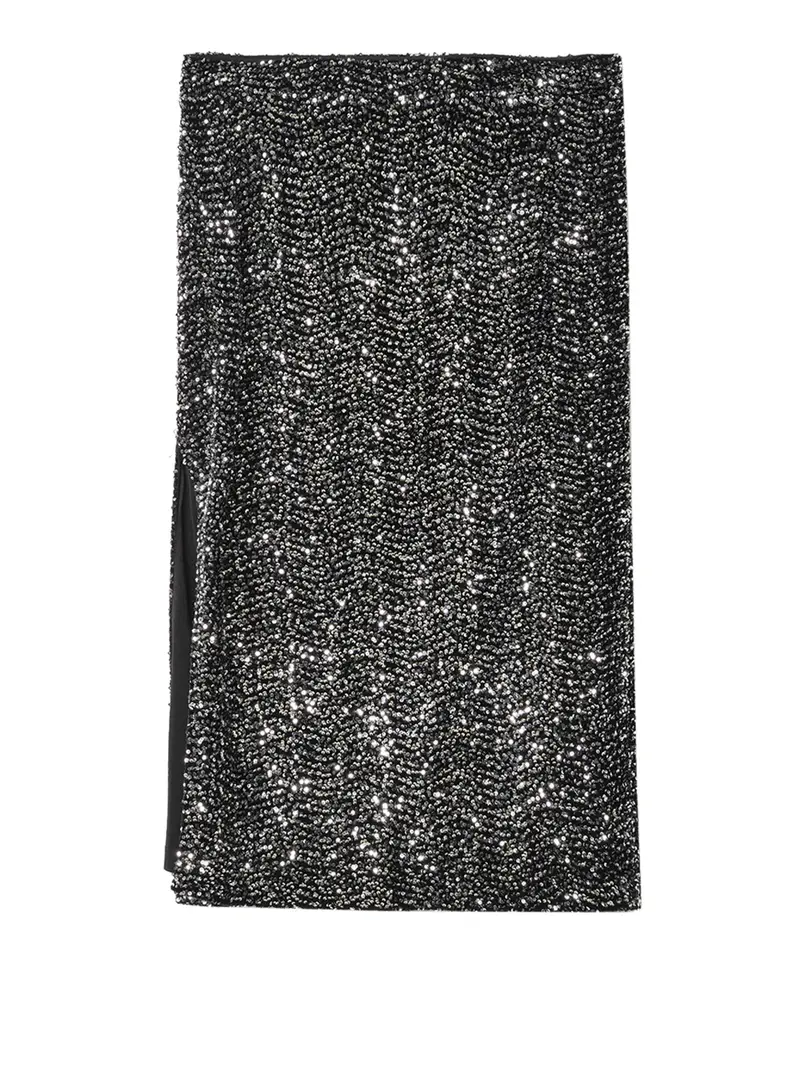 gonna longuette gaelle paillettes da donna - argento