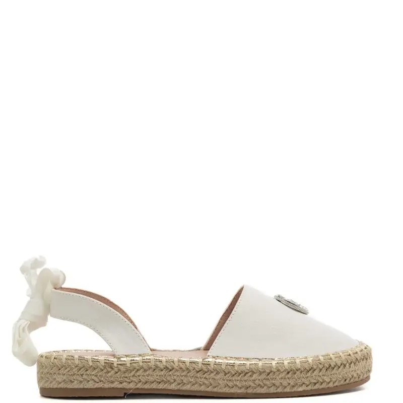 Gaelle Junior sandali espadrilles da bambina in tela di lino bianca white