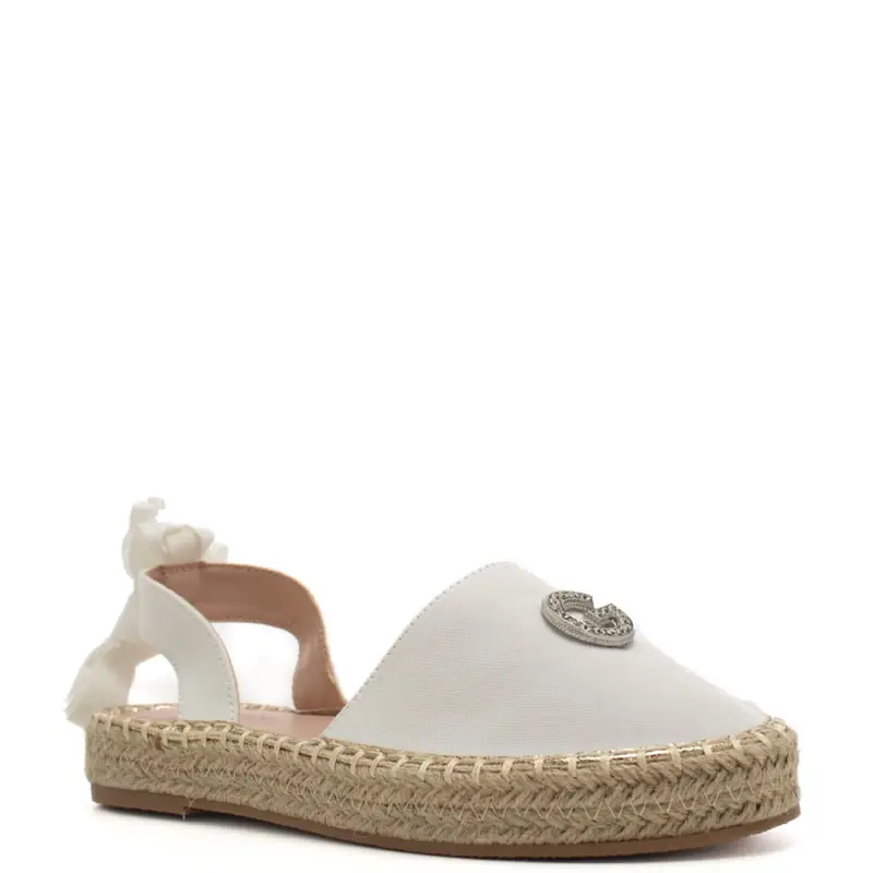 Gaelle Junior sandali espadrilles da bambina in tela di lino bianca white miniatura 2