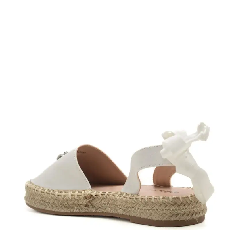 Gaelle Junior sandali espadrilles da bambina in tela di lino bianca white miniatura 3