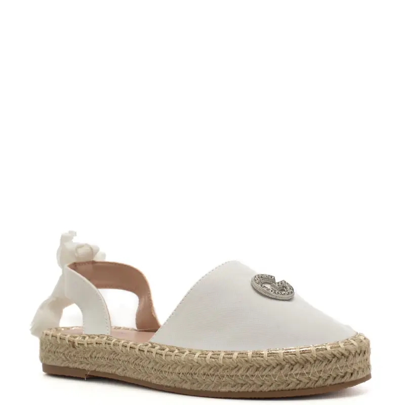 sandali espadrilles da bambina in tela di lino bianca white miniatura 2