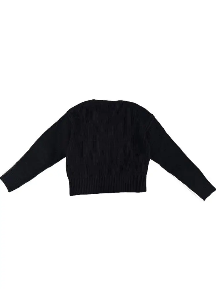 maglia nera bambina logo a contrasto miniatura 2