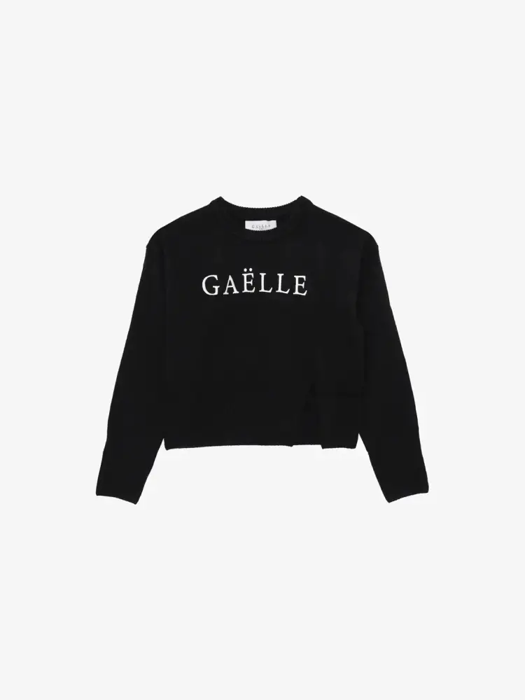 maglia nera bambina logo sul davanti