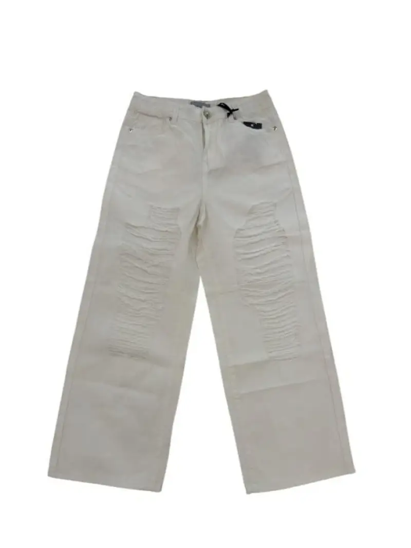 Gaelle pantalone in denim bianco bambina con strappi sul davanti