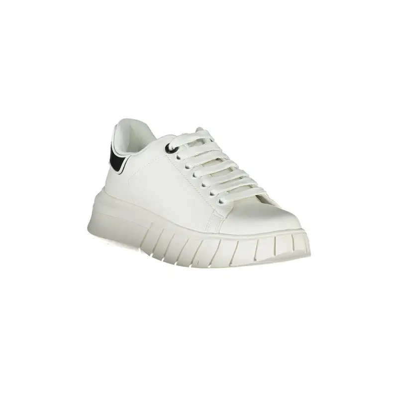 Scarpe Sneakers Donna Bianca con Lacci e Logo Bianco miniatura 2