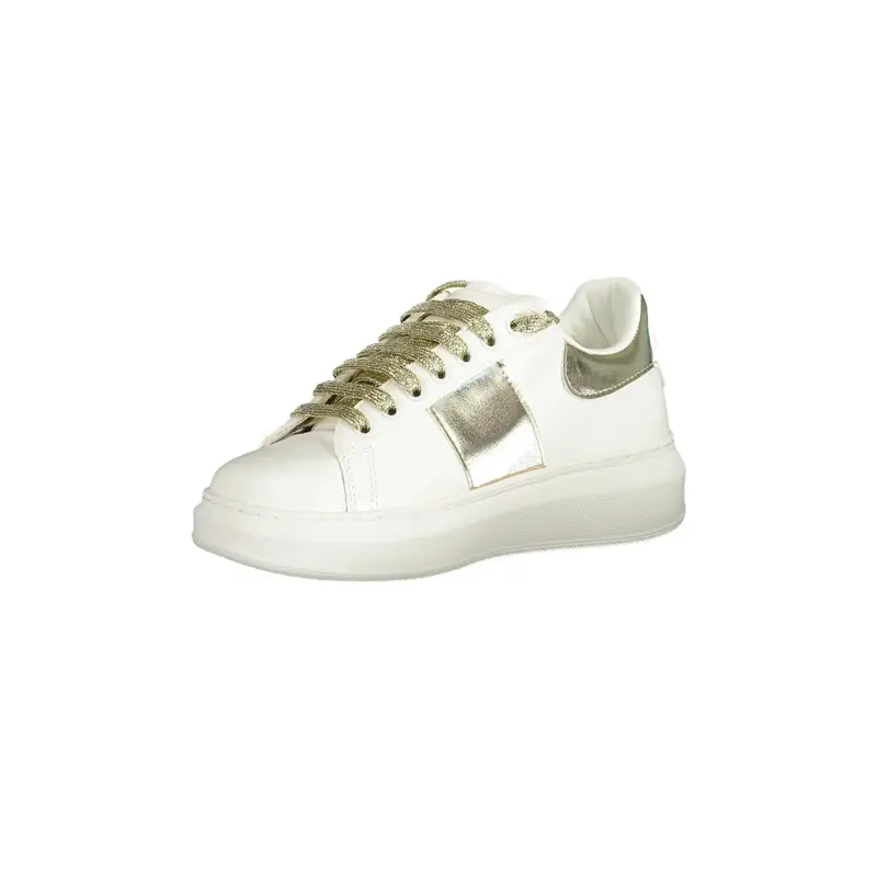 Scarpe Sneakers Donna Bianche con Dettagli a Contrasto e Rialzo Bianco miniatura 3