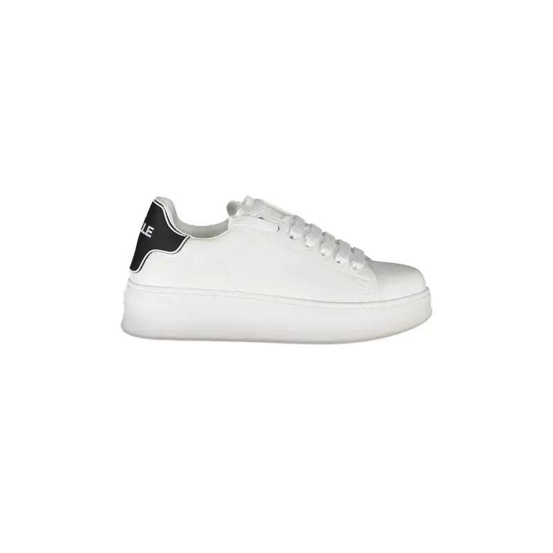 Scarpe Sneakers Donna Bianche con Doppio Laccio a Contrasto Bianco