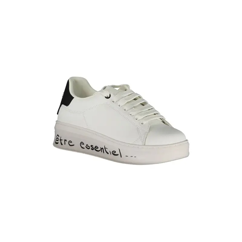 Scarpe Sneakers Donna Bianche con Doppio Laccio e Stampa Logo Bianco miniatura 2