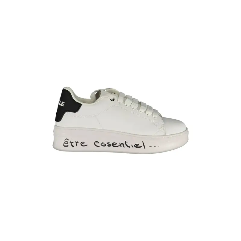 Scarpe Sneakers Donna Bianche con Doppio Laccio e Stampa Logo Bianco