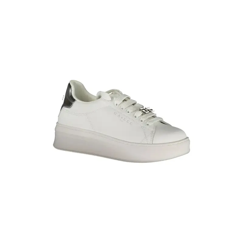 Scarpe Sneakers Donna Bianche con Doppio Laccio Loggato e Logo Bianco miniatura 2