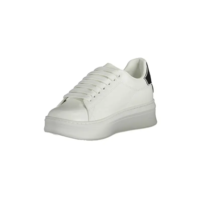 Scarpe Sneakers Donna Bianche con Lacci e Logo Bianco miniatura 3