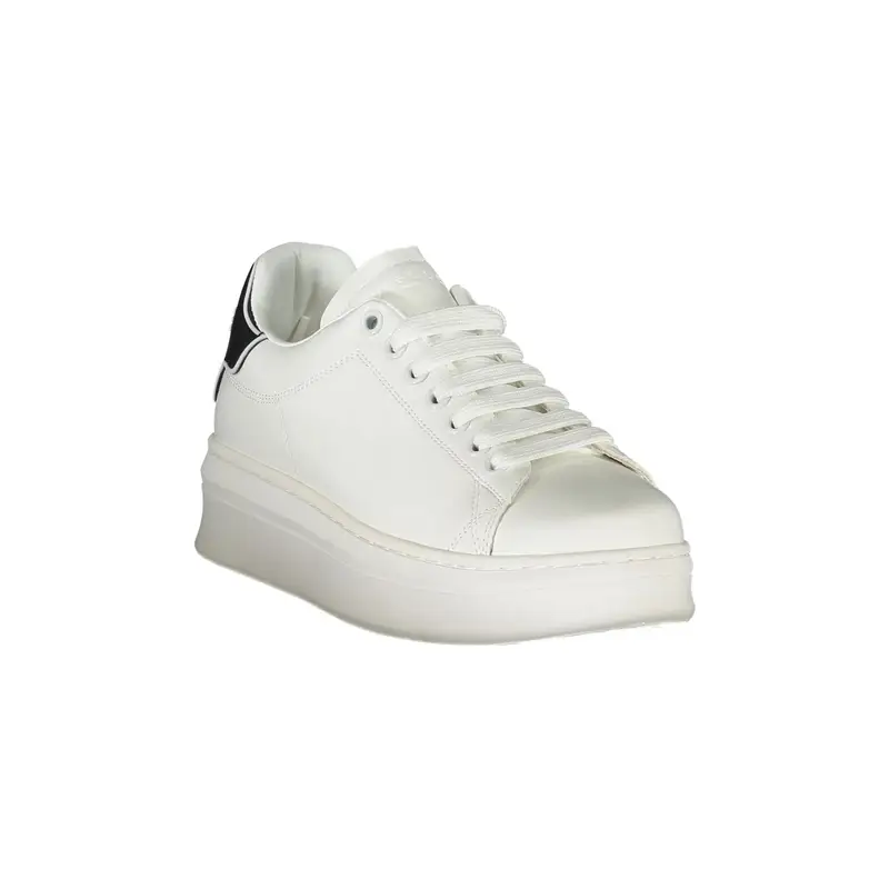 Scarpe Sneakers Donna Bianche con Lacci e Logo Bianco miniatura 2