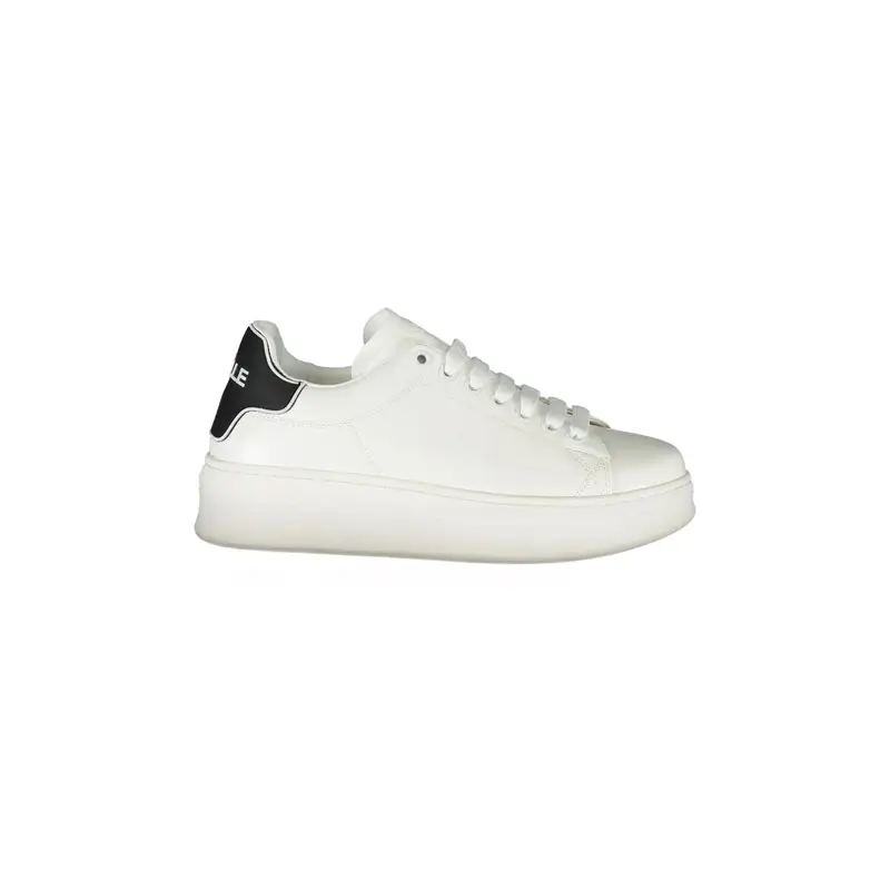 Scarpe Sneakers Donna Bianche con Lacci e Logo Bianco