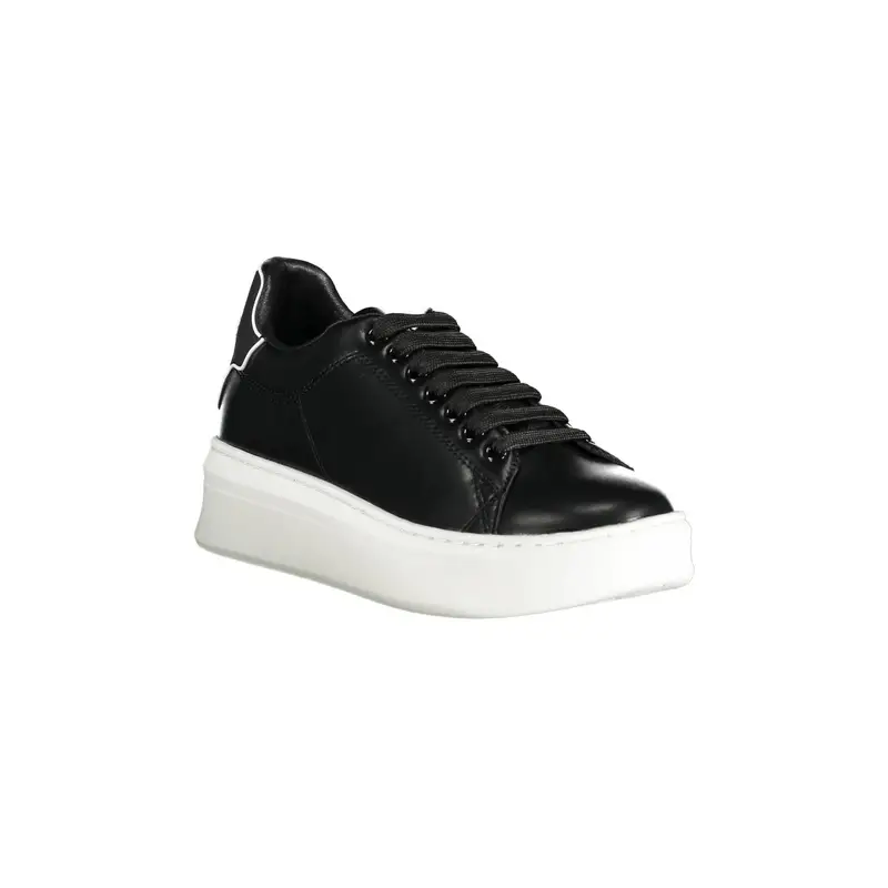 Scarpe Sneakers Donna Nere con Doppio Laccio e Logo Nero miniatura 2