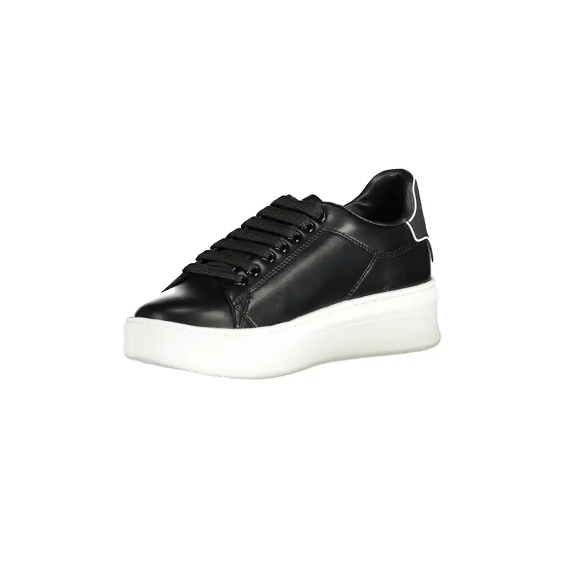 Scarpe Sneakers Donna Nere con Doppio Laccio e Logo Nero miniatura 3