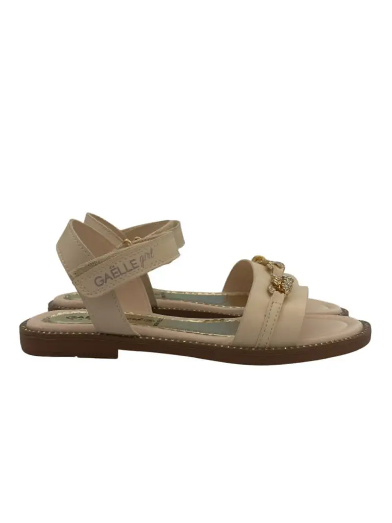 Gaelle scarpe beige bambina sandalo in ecopelle dettagli oro sul davanti