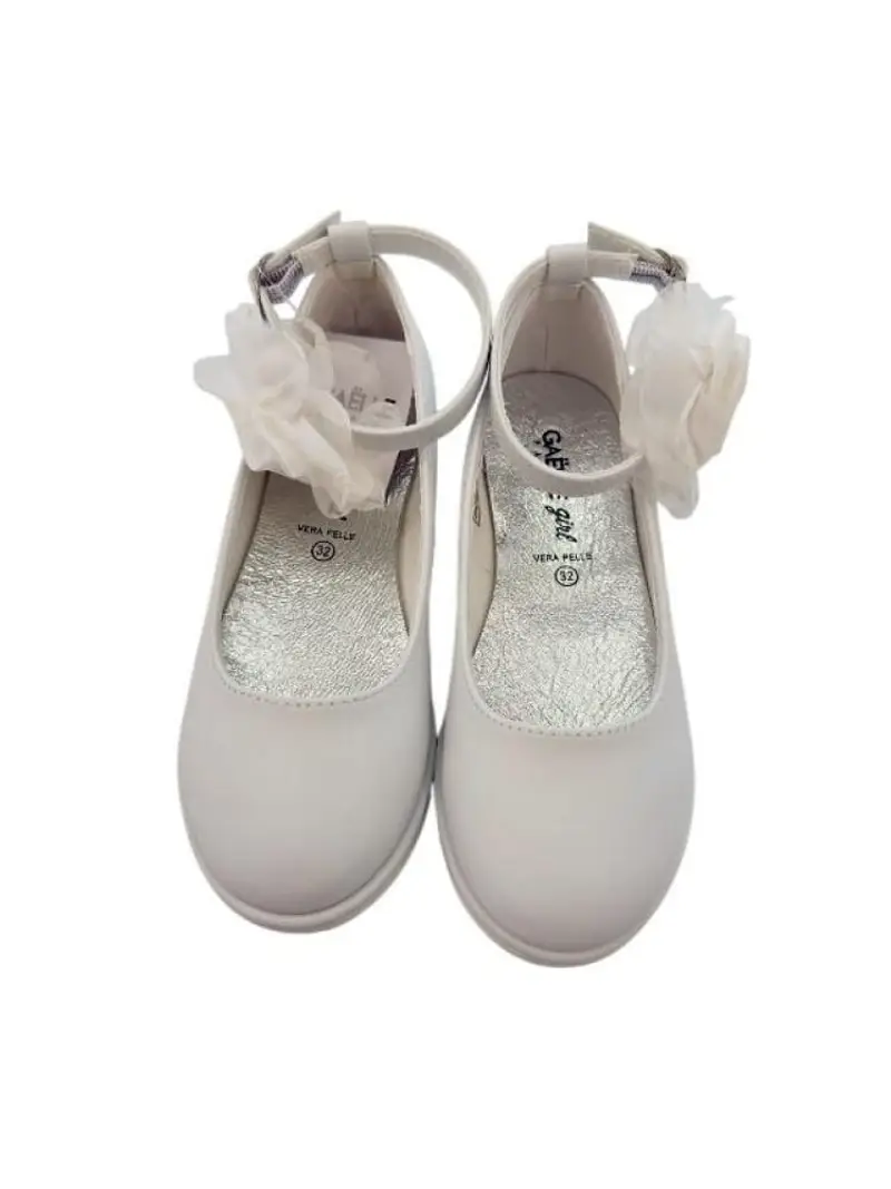 Gaelle scarpe bianche bambina in ecopelle dettagli sulla caviglia in tessuto miniatura 2