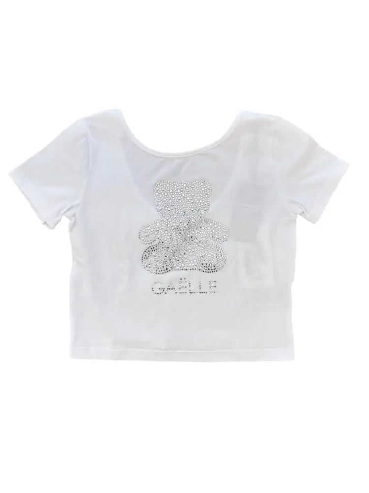 tshirt bianca bambina maxi logo con strass