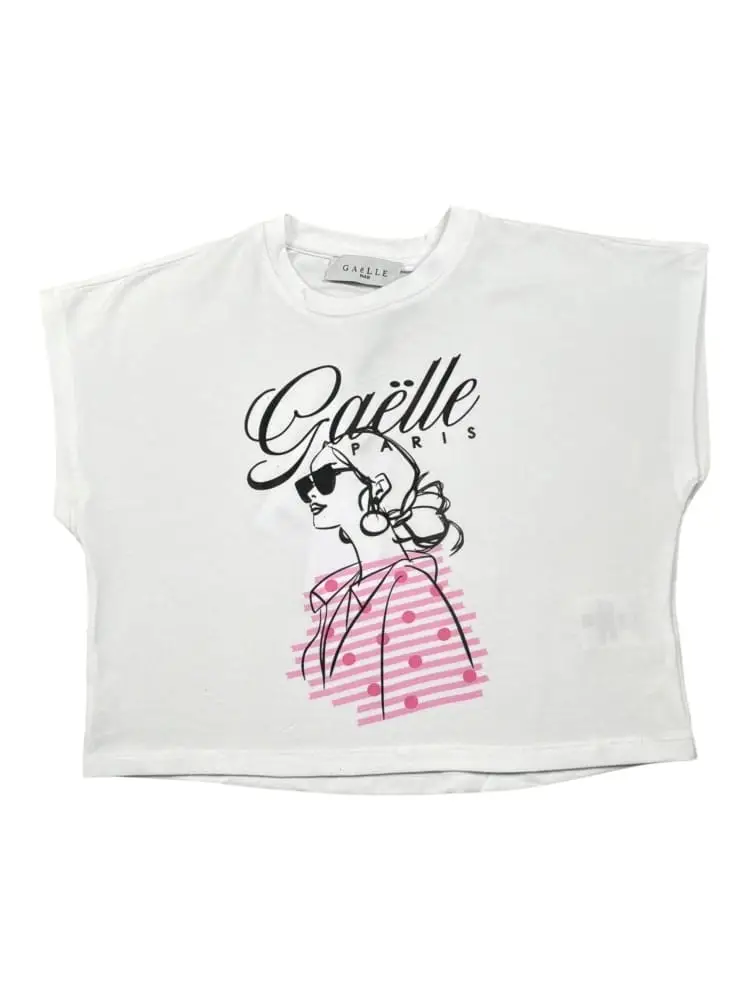 tshirt bianco bambina maxi logo