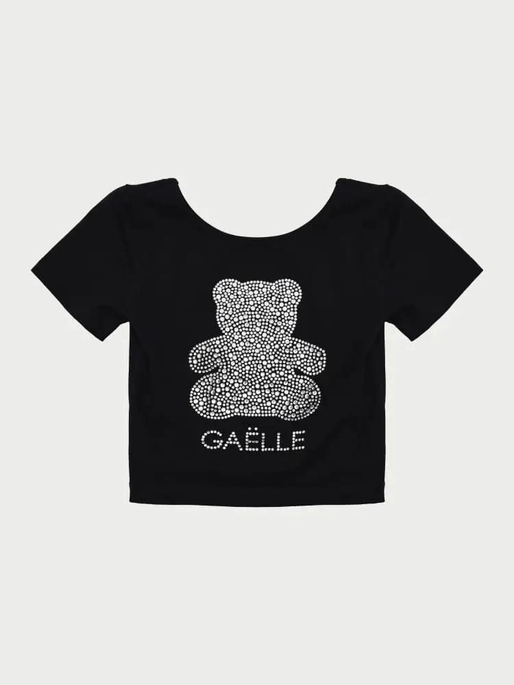 tshirt nera bambina logo con strass
