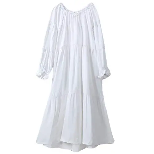 Gaga city Camicia da Notte Bambina Maniche Lunghe Cotone Pigiama Vestito da Notte Bianca per 90