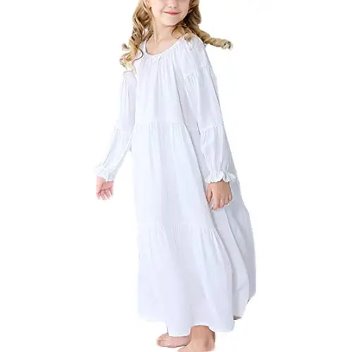 Gaga city Camicia da Notte Bambina Maniche Lunghe Cotone Pigiama Vestito da Notte Bianca per 90 miniatura 2
