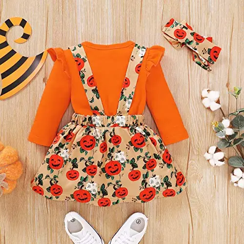 Gajaous Set di Costumi per Halloween - Body Zucca per Neonate e Bambine in Età Prescolare, Set di Gonna e Abito a Tema miniatura 3