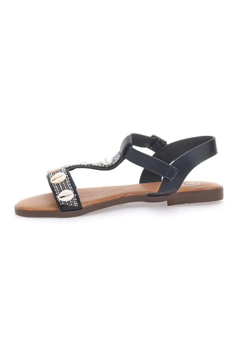 Sandali neri con strass e fibbia decorativa GALIA 020212 [NERO] miniatura 5