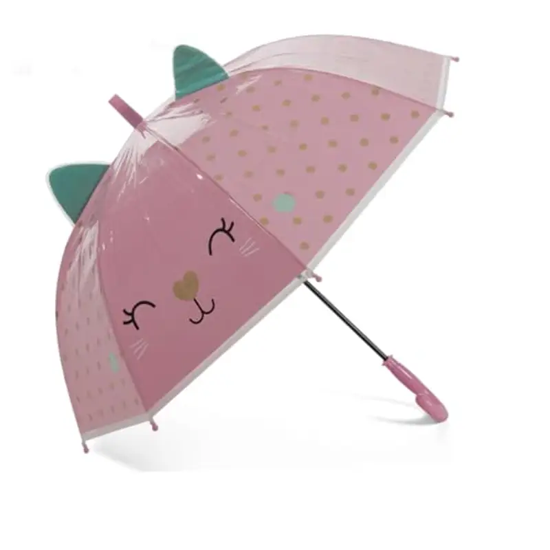 GALLOTTI Ombrello bambina automatico con orecchie in vari colori, ombrello per bambini lungo 66 cm, ombrello bimba da