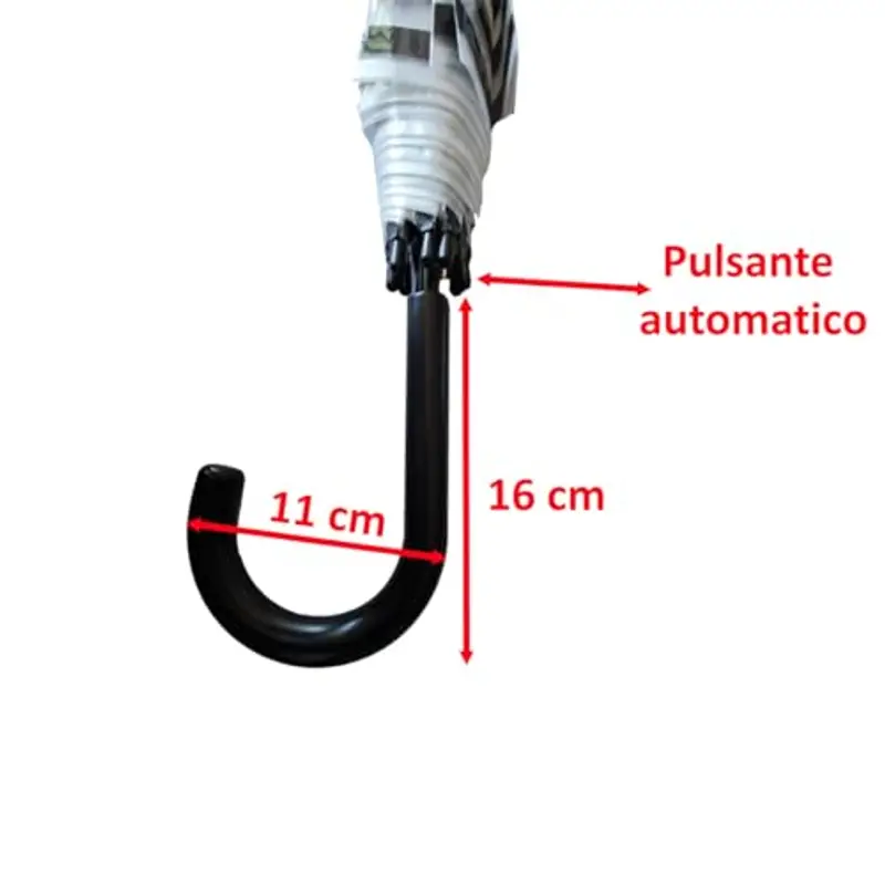 GALLOTTI Ombrello Grande da Pioggia con Apertura Automatica Trasparente, Ombrello Resistente e Lungo 82 cm, Ombrello Pioggia a Righe Nero miniatura 3