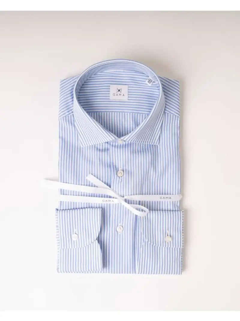Camicia Bastoncino Cotone Azzurra Azzurro