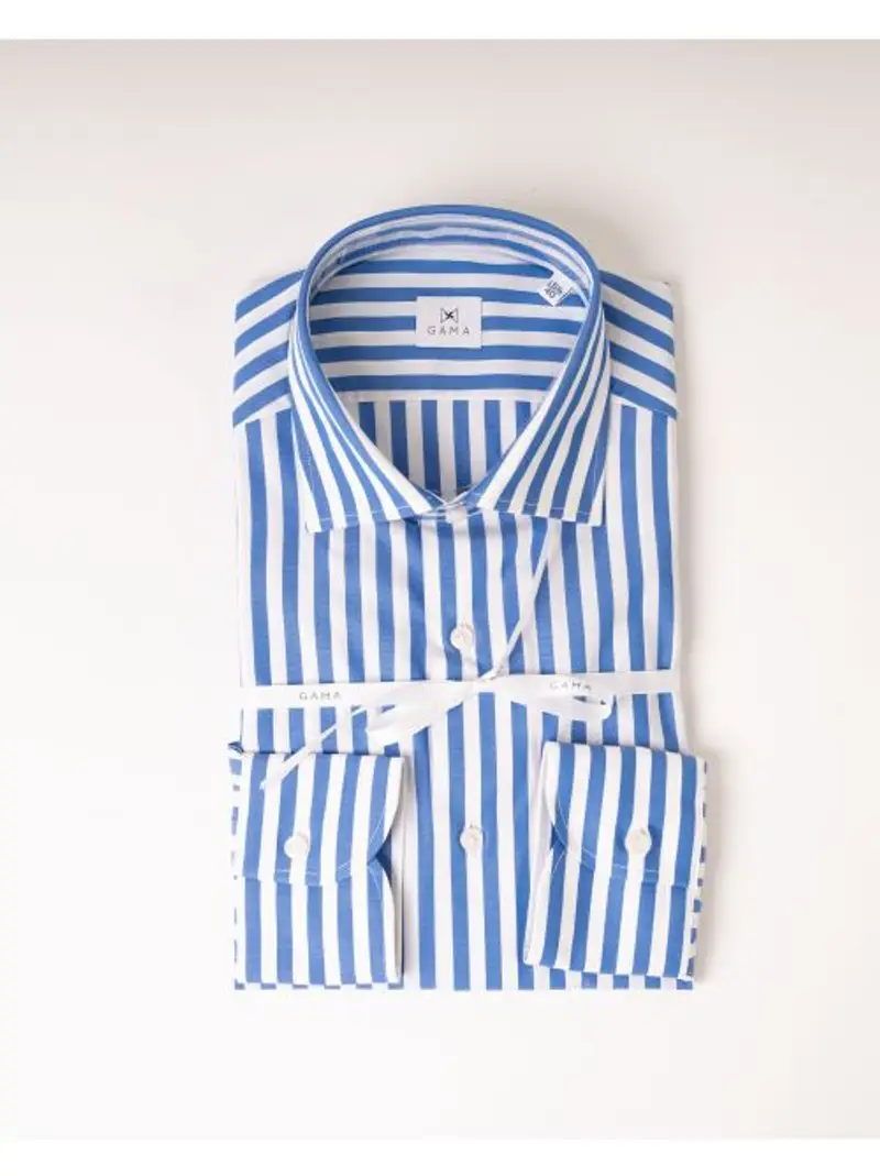 Camicia Rigata Cotone Azzurra Azzurro