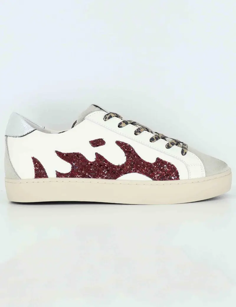 Sneakers in pelle bianca con logo glitter Donna D0011S10 02