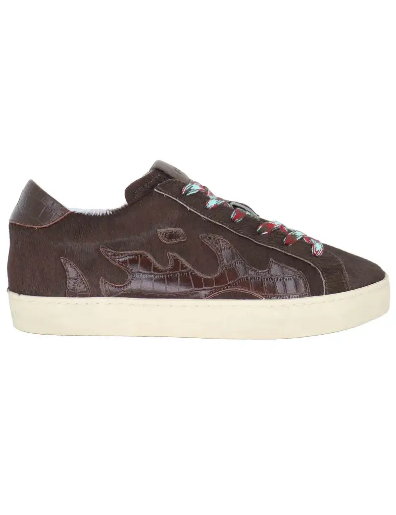 Sneakers in pelle marrone con logo in pelle Donna D0017S90 90