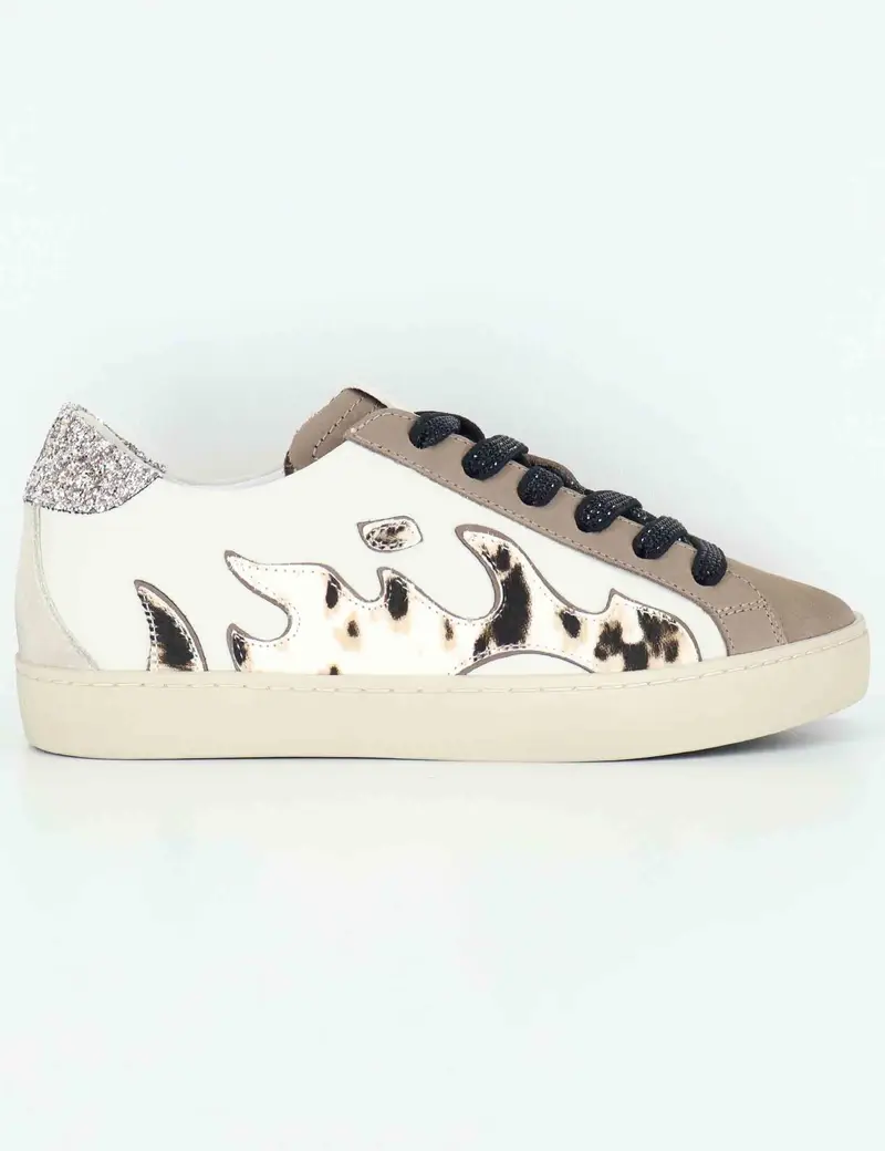 Sneakers in pelle off white con logo animalier Donna D0196S10 95