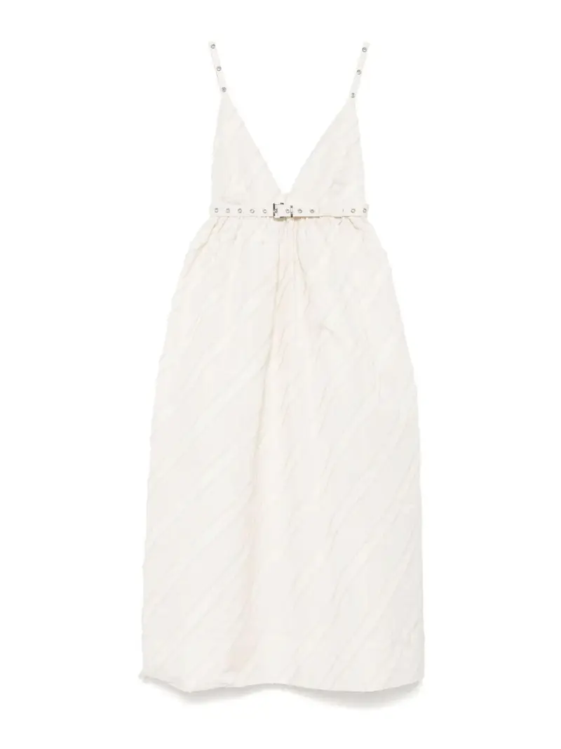 Abito con cinturino a righe Bianco