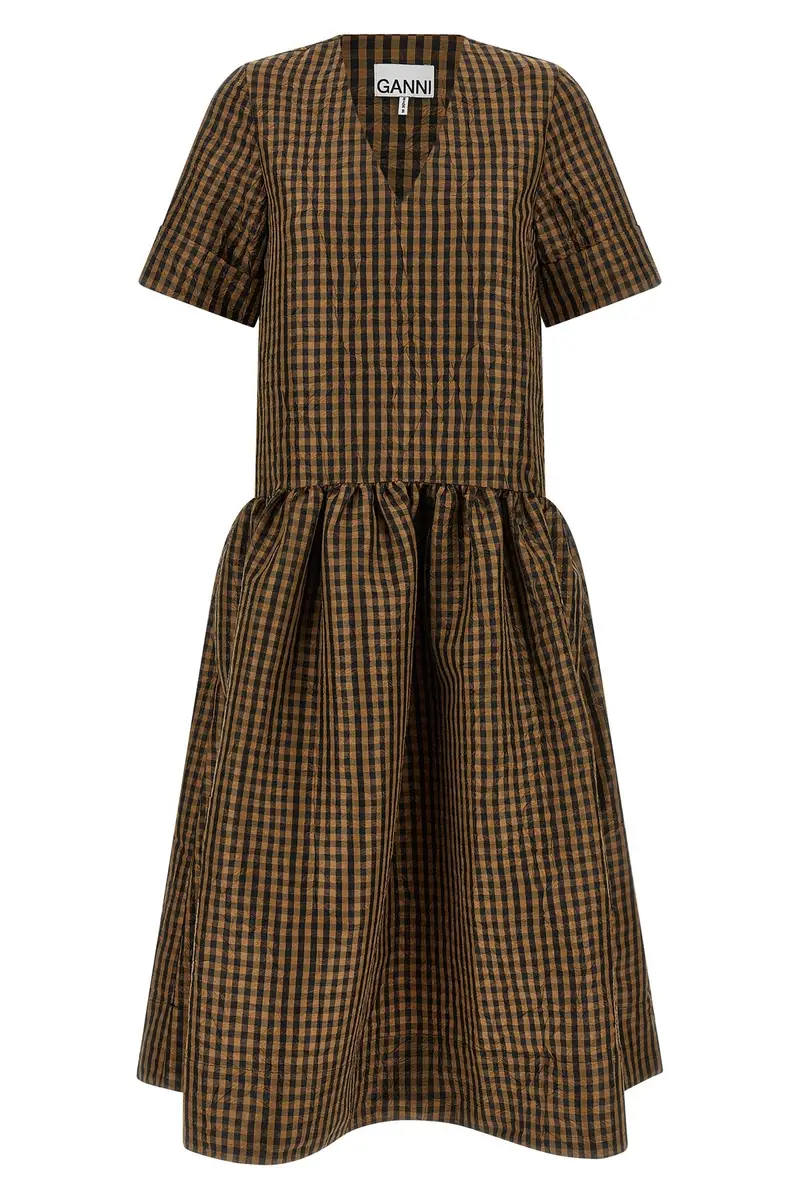 Abito 'Taffetà Crinckled' Marrone