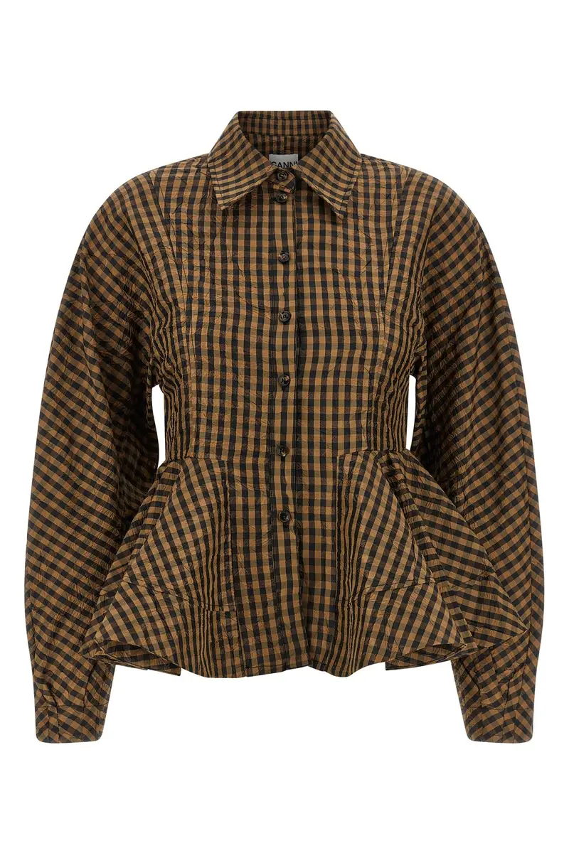 Blusa 'Crinckled Taffetà' Marrone