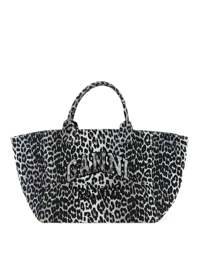 Borsa shopping tote xxl leopardata Grigio