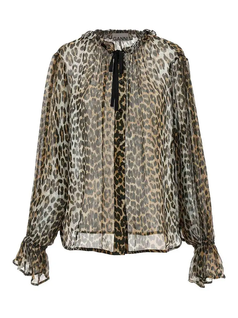 Camicia a corda trapone stampata leopardo Multicolore