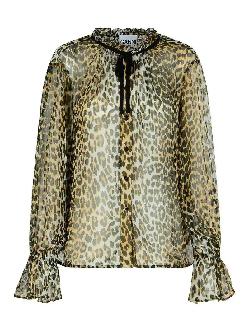 Camicia con viscosa stampa leopardo Multicolore