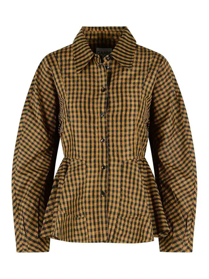 Camicia in poliestere bicolore Marrone