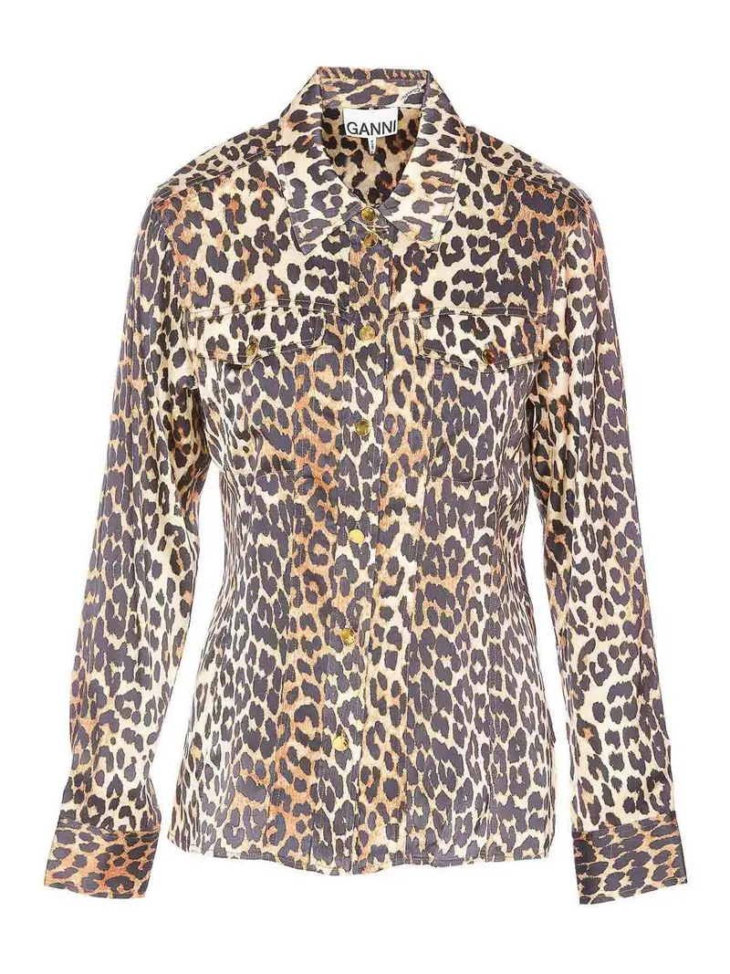 Camicia leopardata stampata Multicolore