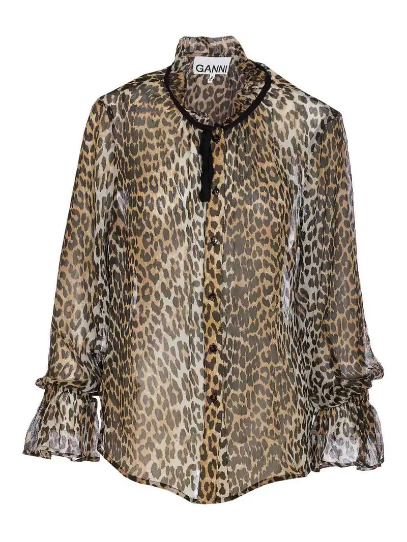 Camicia stampata leopardata Marrone
